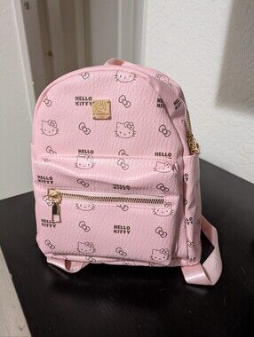Hello Kitty Pink Mini Backpack with Gold Accents